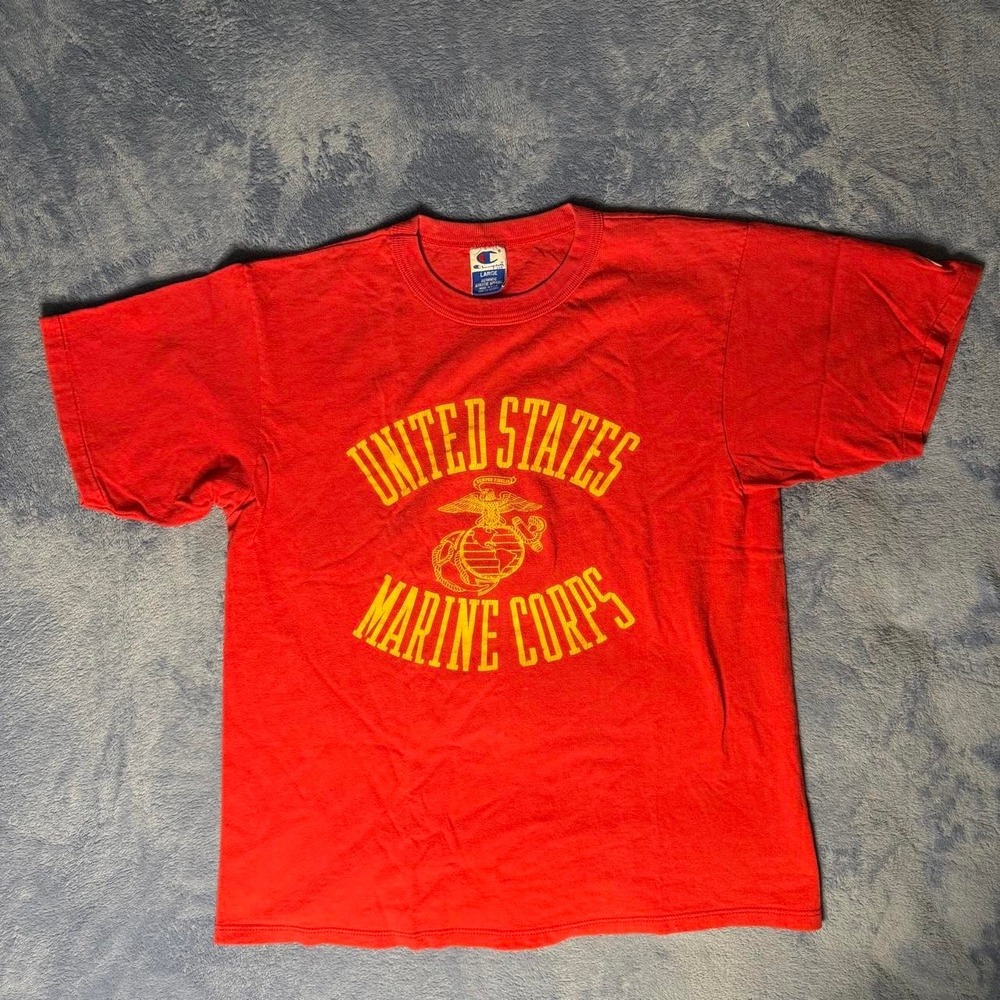 Vintage 90s Champion USA Made Red USMC Marine Corps Tee